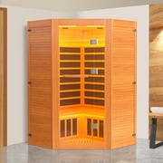 Segmart Infrared Sauna, Home Sauna Spa for 2-3 Person, 2100W Far Infrared Sauna Room with 7 Heating Panels, Tablet Holder, Cup Holder, Bluetooth Speakers, 7 Color Ambient LED Strips