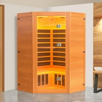 Segmart Infrared Sauna, Home Sauna Spa for 2-3 Person, 2100W Far Infrared Sauna Room with 7 Heating Panels, Tablet Holder, Cup Holder, Bluetooth Speakers, 7 Color Ambient LED Strips