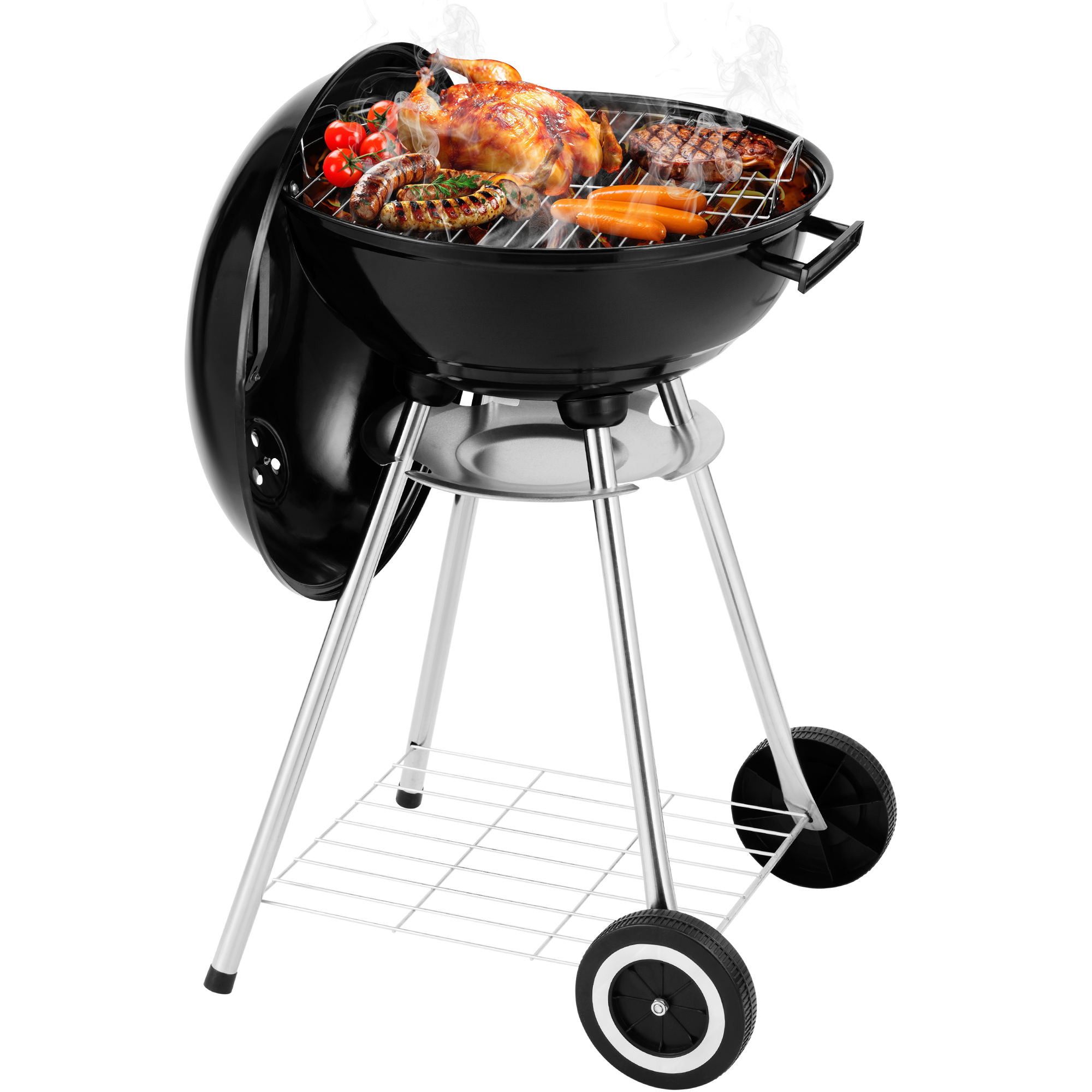 Segmart Kettle Charcoal Grill, 18 Inch Portable Camping BBQ Grill with Wheels for Outdoor Cooking Picnic Barbecue, Black - image 1 of 11