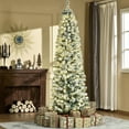 thumbnail image 1 of Segmart 7.5ft Slim Snow Flocked Christmas Tree Pre-Lit with 350 Warm White LED Lights, 641 Tips Artificial Douglas Fir for Small Spaces, Easy Assembly, 1 of 10