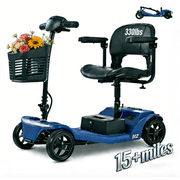 Segmart Mobility Scooter for Seniors & Adults, Foldable 4 Wheel Portable Electric Powered Scooter with Anti-Tip Wheels, LED Headlight & Basket,330 lb Capacity,15 Miles Max,Blue