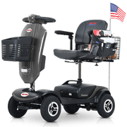 Segmart Mobility Scooter for Seniors, 20W Armrest, Windshield, Rear Suspension, Front Rear Light, Cup Holder, USB Charging Port, Gift Flag, 300lbs, Grey