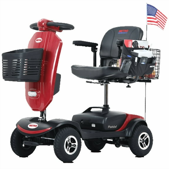 Segmart Mobility Scooter for Seniors, 20''W Armrest, Windshield, Rear Suspension, Front Rear Light, Cup Holder, USB Charging Port, Gift Flag, 300lbs, Red