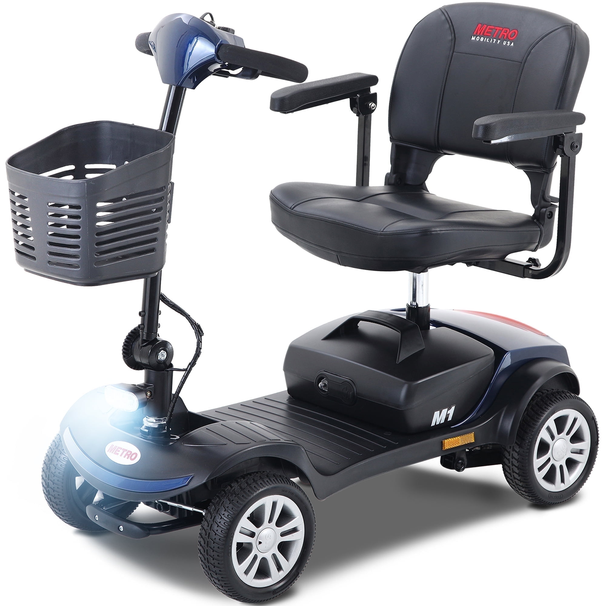 Segmart Mobility Scooter for Seniors, Durable Heavy Duty 4 Wheel Folding Wheelchair Device with Lights, 300lbs, Blue