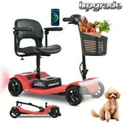 Segmart 4 Wheel Mobile Scooter for Seniors,Collapsible Mobility Wheelchair for Adults, 300lbs, Red