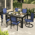 thumbnail image 1 of Segmart Outdoor Dining Set for 6 Person, Patio Table and Chairs Set with Textilene Armchairs & Swivel Chair, Conversation Furniture Set for Backyard, Poolside, Blue, 1 of 7
