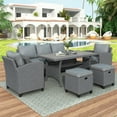 thumbnail image 1 of Segmart Outdoor Patio Furniture Sets with Ottoman, 6 Pieces PE Rattan Wicker Patio Conversation Set with Tempered Glass Coffee Table, Perfect for Garden, Poolside, Backyard, Blue, 1 of 7