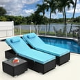 thumbnail image 1 of Segmart Outdoor Patio Lounge Furniture Set, 3 Pieces Adjustable Wicker Chaise Chairs with 2 Pillows, Poolside Folding Chaise Lounge Set with Cushions and Coffee Table, SS2111, 1 of 13