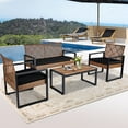 thumbnail image 1 of Segmart Patio Furniture Set, Rattan Wicker Chairs Set w/Table for 4, All-weather Conversation Set with Bold Steel Frame Black, Outdoor Furniture for Garden Lawn Backyard, 1 of 10