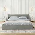 thumbnail image 1 of Segmart Queen Velvet Upholstered Bed Frame with Adjustable Headboard and Wooden Slats, Grey, 1 of 9