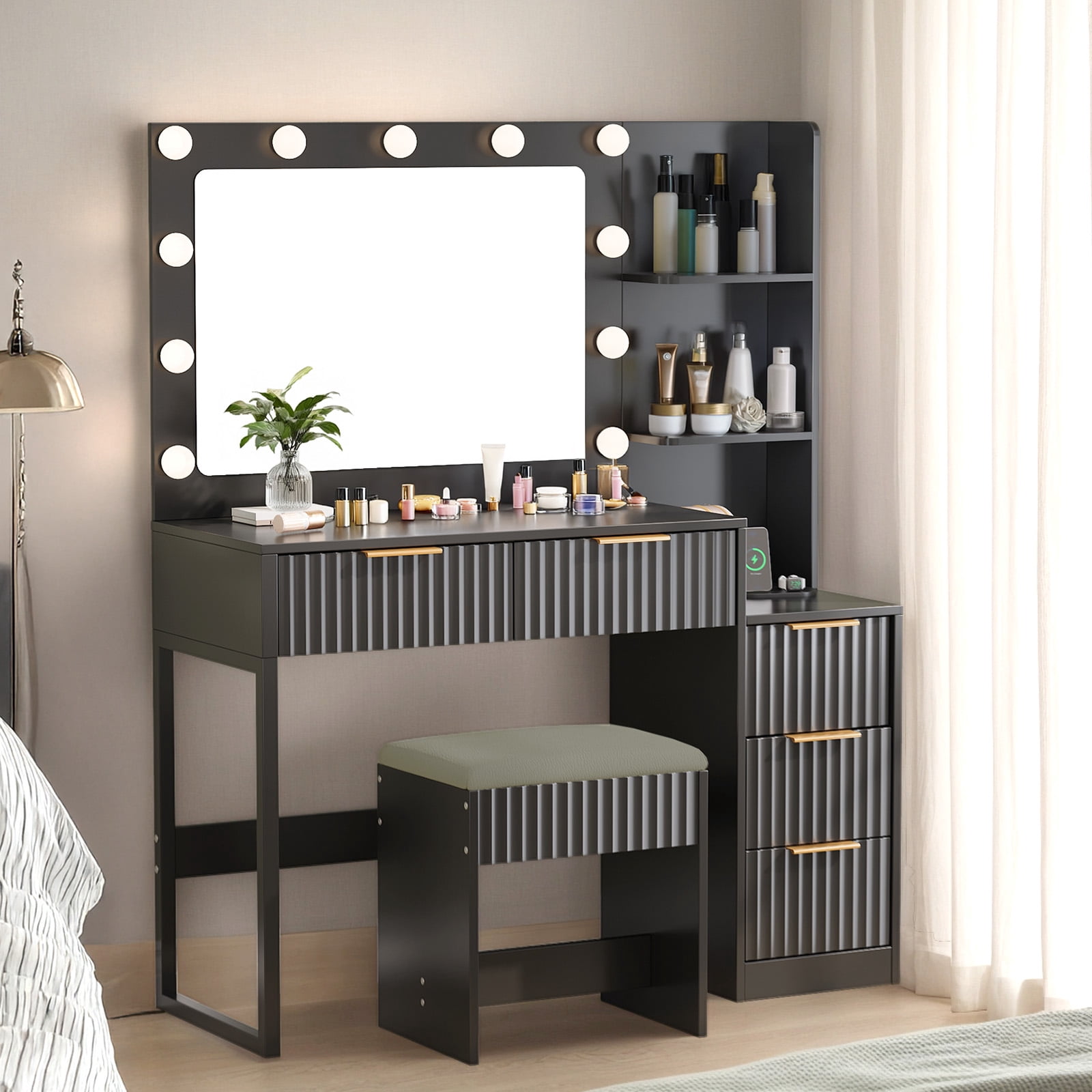 Segmart Simple Makeup Vanity Table with Storage Drawer, X Design Accent ...