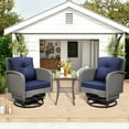 thumbnail image 1 of Patio Swivel Rocking Chairs Set, Segmart 3-Piece Outdoor 360° Rocking Patio Conversation Set with Thickened Cushions and Glass Coffee Table for Backyard, Max Weight 360 LBS, Navy, 1 of 8