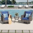 thumbnail image 1 of 3-Piece Patio Swivel Glider Bistro Set, Wicker Outdoor Chairs with Cushions (2), Side Table, High Back All-Weather Rattan Furniture for Porch Backyard, 1 of 7