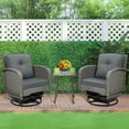 thumbnail image 1 of Patio Swivel Rocking Chairs Set, Segmart 3-Piece Outdoor 360° Rocking Patio Conversation Set with Thickened Cushions and Glass Coffee Table for Backyard, Max Weight 360 LBS, Gray, 1 of 8