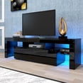 thumbnail image 1 of Segmart TV Stand for 70 inch TVs, Modern Black LED TV Stand with 16 Colors Light, TV Media Console High Gloss Entertainment Center with 2 Drawers and Open Shelves, Black, S9800, 1 of 9