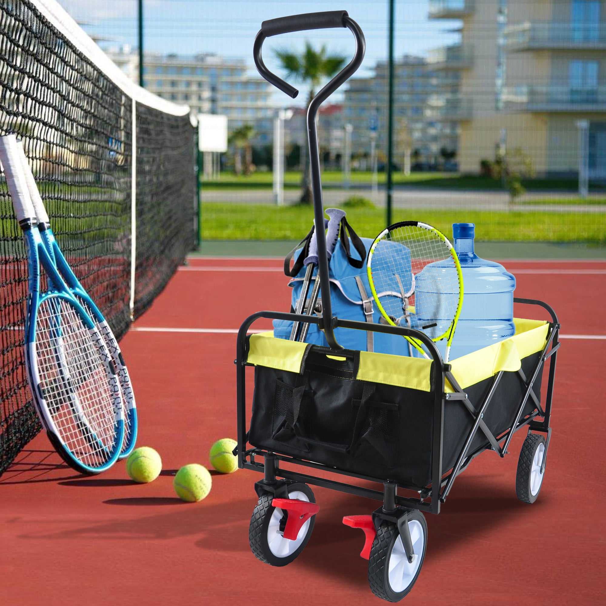 Segmart Wagon Utility Cart, Folding Outdoor Beach Wagon with Adjustable