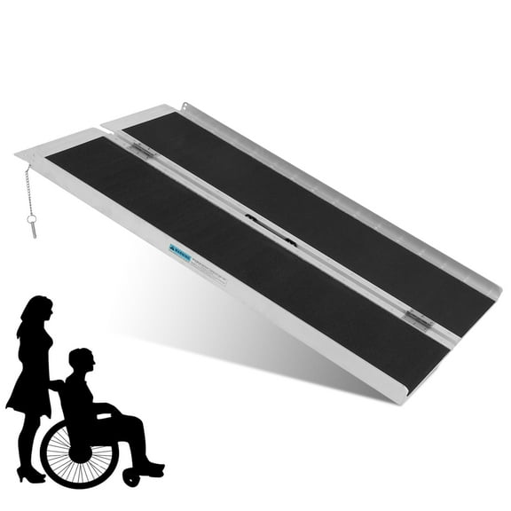 Segmart 2FT Wheelchair Ramp for Steps, Portable Non-Skid Aluminum Mobility Scooter Ramp for Home Doorways, Folding Scooter Ramp for Car, Doorways, Curbs, Stairs, 800 Lbs, Black