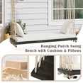 thumbnail image 1 of Patio Wooden Swing Chair with Cushion & Pillows,Acacia Wood Hanging Bench,10.8FT Hemp Ropes, 400lbs Weight Capacity,for Garden, Backyard, Porch, Lawn, 1 of 6