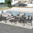 thumbnail image 1 of Segmart Wicker Patio Furniture Sets, 4PCS Outdoor Wicker Patio Sectional Sofa w/4 Padded Cushions, Tempered Glass Coffee Table, Armchair, Conversation Sets for Porch Backyard Garden, Gray, 1 of 7