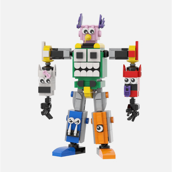 Segment Combine Transformable Robot Figure MOC Building Brick Model Kit, Desktop Display Decor