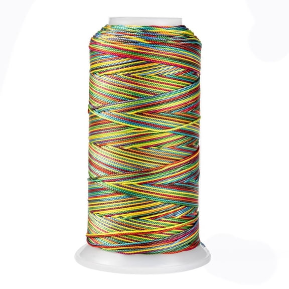 Segment Dyed Round Polyester Sewing Thread for Hand & Machine Sewing Tassel Embroidery Yellow Green 12-Ply 0.8mm about 300m/roll DIY