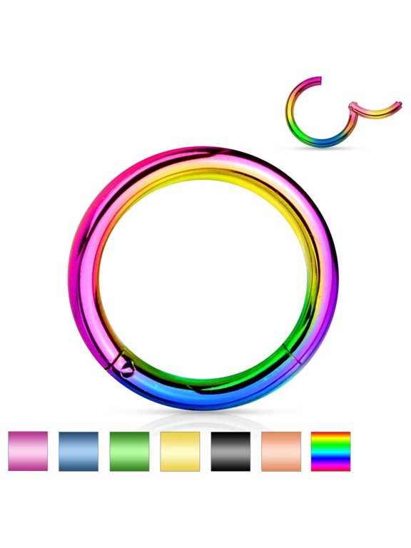 Segment Hoop Ring Anodized IP Hinged Multi Use 16G or 14G