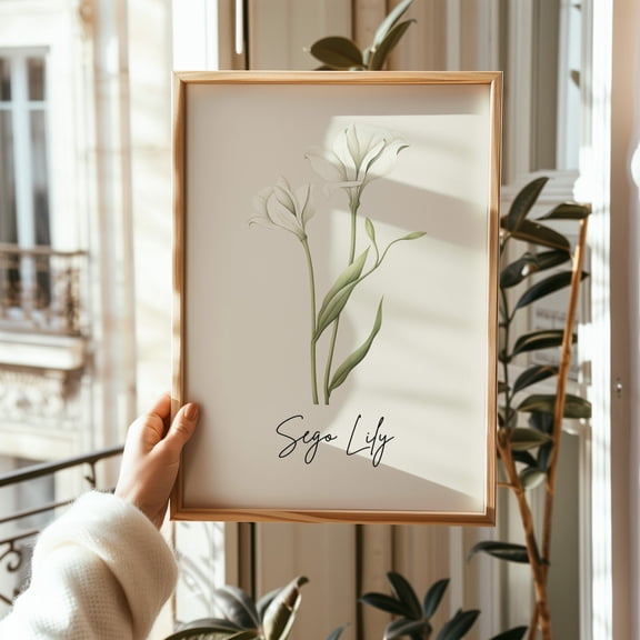 Sego Lily Line Art Poster: Utah State Flower, Unframed Poster Size 24x36