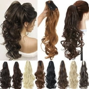 Sego Long Thick Claw Ponytail Hair Extension Synthetic Curly Real Hair Piece Big Wave Clip in Hair Extensions For Women