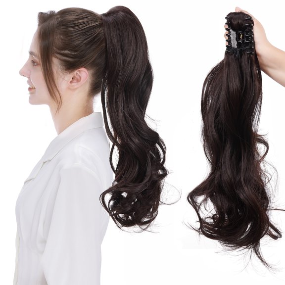 Sego Long Thick Jaw Claw Clip In Ponytail Hair Extensions Synthetic Fiber Curly Wavy Pony Tail Hairpieces for Women