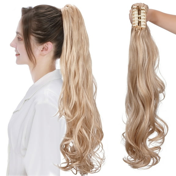 Sego Long Thick Jaw Claw Clip In Ponytail Hair Extensions Synthetic Fiber Curly Wavy Pony Tail Hairpieces for Women
