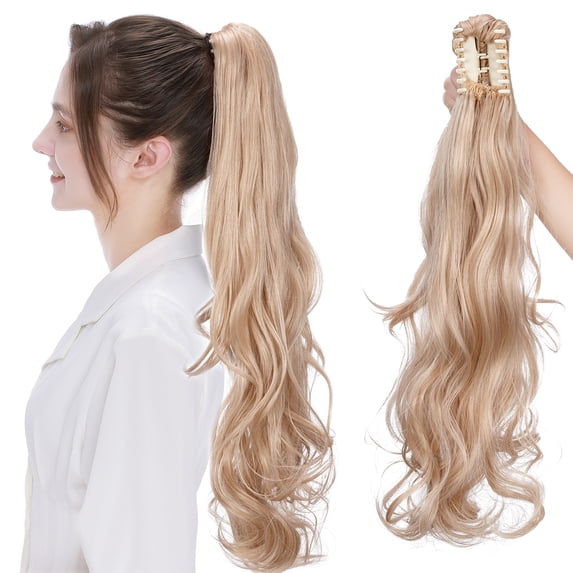 Sego Long Thick Jaw Claw Clip In Ponytail Hair Extensions Synthetic Fiber Curly Wavy Pony Tail Hairpieces for Women
