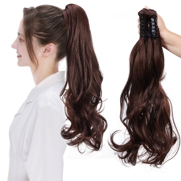 Sego Long Thick Jaw Claw Clip In Ponytail Hair Extensions Synthetic Fiber Curly Wavy Pony Tail Hairpieces for Women