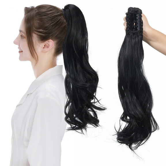 Sego Long Thick Jaw Claw Clip In Ponytail Hair Extensions Synthetic Fiber Curly Wavy Pony Tail Hairpieces for Women