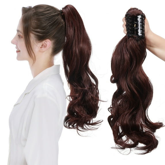Sego Long Thick Jaw Claw Clip In Ponytail Hair Extensions Synthetic Fiber Curly Wavy Pony Tail Hairpieces for Women