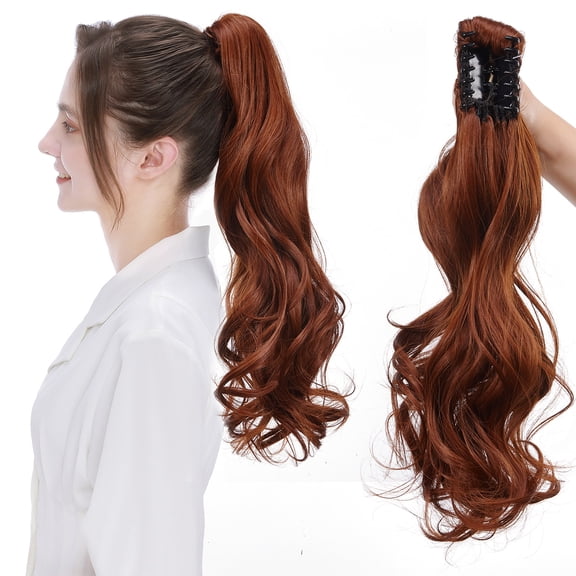 Sego Long Thick Jaw Claw Clip In Ponytail Hair Extensions Synthetic Fiber Curly Wavy Pony Tail Hairpieces for Women