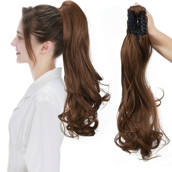 Sego Long Thick Jaw Claw Clip In Ponytail Hair Extensions Synthetic Fiber Curly Wavy Pony Tail Hairpieces for Women