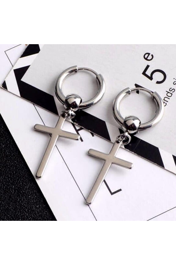 1 Pair Fashion Plated Dangle Hoop Earring For Men Women Religious Jewelry