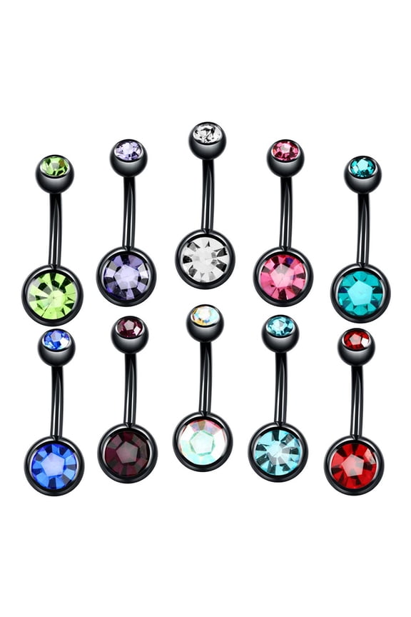 10PCS Belly Button s Double Multi Zirconia Stainless Steel 14G Navel Piercing Jewelry