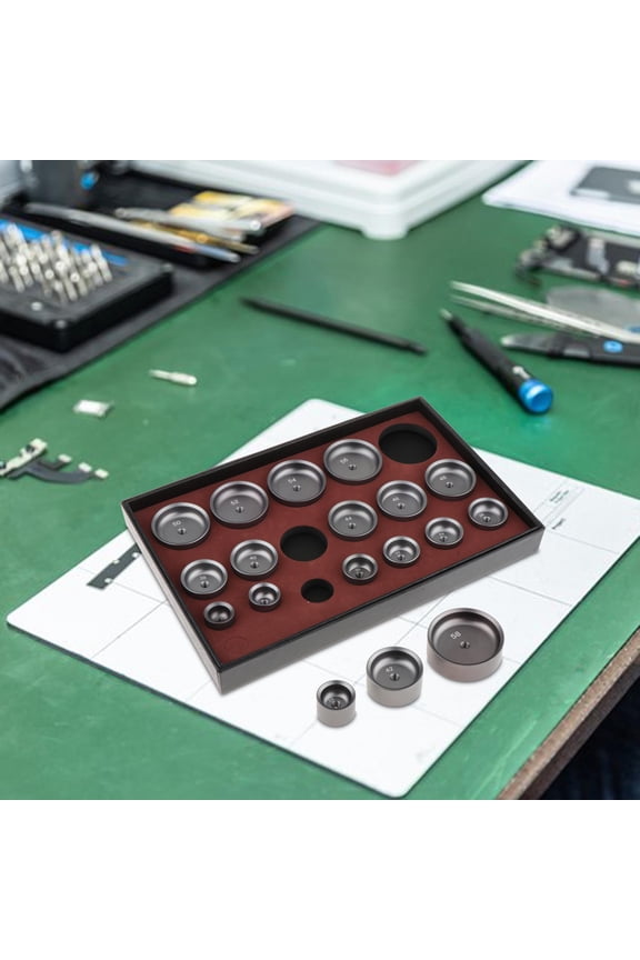 18 Pieces Watch Press Dies Replacement Craft Capping Machine Dies Watch Back Cover Pressing Dies for Case Closing Watchmakers