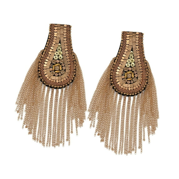 Segolike 2 Pieces Alloy Tassel Link Chain Epaulets Shoulder Epaulette Elegant Creative Costume Accessories DIY for Earrings Stage Show Brown