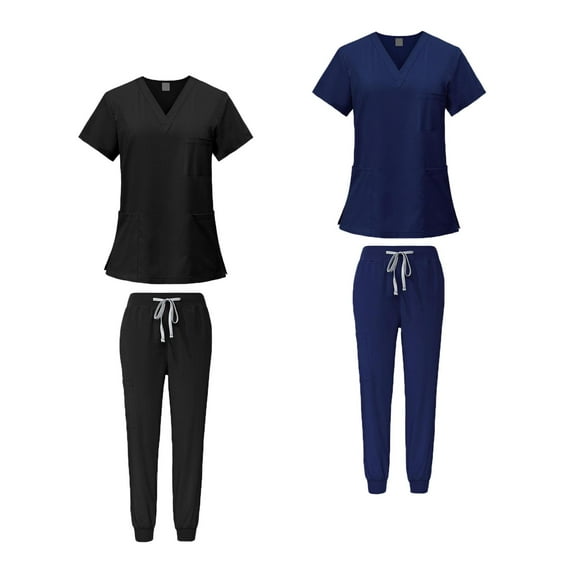 Segolike 2 Sets Female Scrub Set Nurse Work Clothing for Beauty Salon