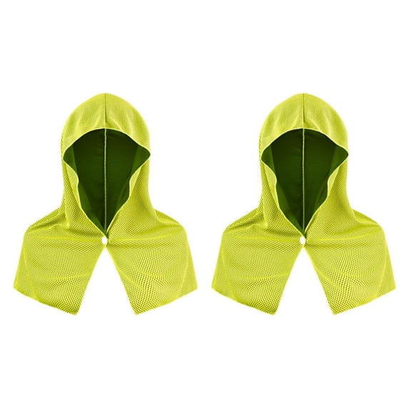 Segolike 2Pcs Cooling Hooded Towels Head Bandana Breathable for Camping Workout Multifunctional Soft Absorbent Accessory Sun Protection Yellow Green