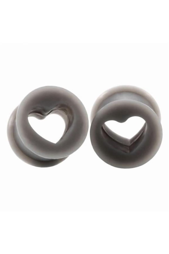 6x2Pcs Silicone Ear Gauges Double Flared Tunnels Stretchers 8mm Gray