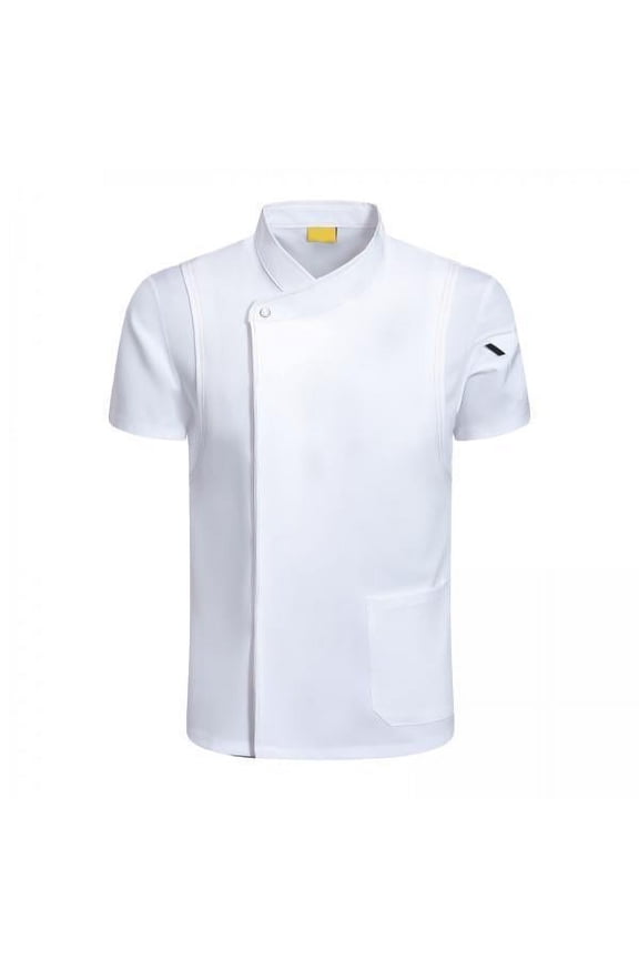 2xChef Coat Jacket Short Sleeve Cafe Restaurant Apparel Pub Uniform White L