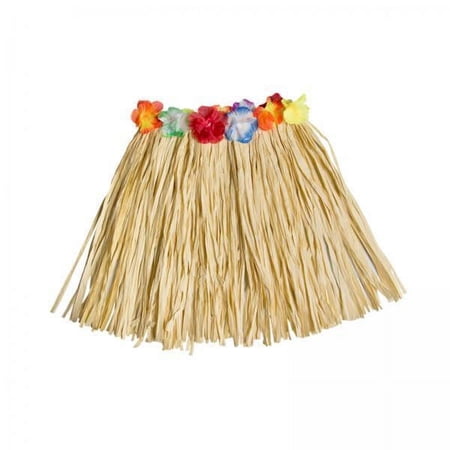 Segolike 2xHawaiian Skirt with Flowers Raffia Skirt for Beach Celebration Carnival 40CM