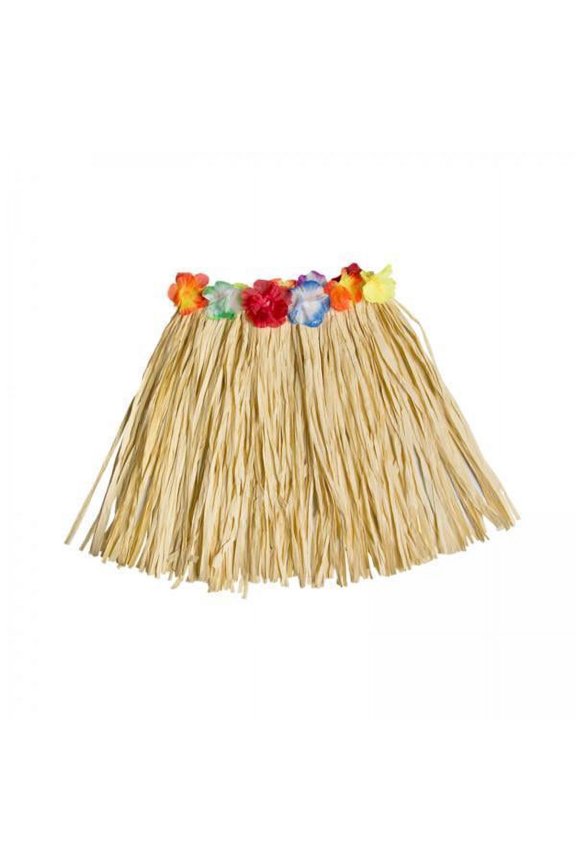 2xHawaiian Skirt with Flowers Raffia Skirt for Beach Celebration Carnival 40CM