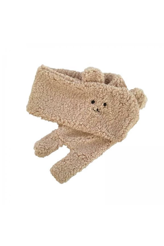 2xSoft Acrylic Scarf Winter Warm Bear Ear Keep Warm for Women Men Skiing Khaki