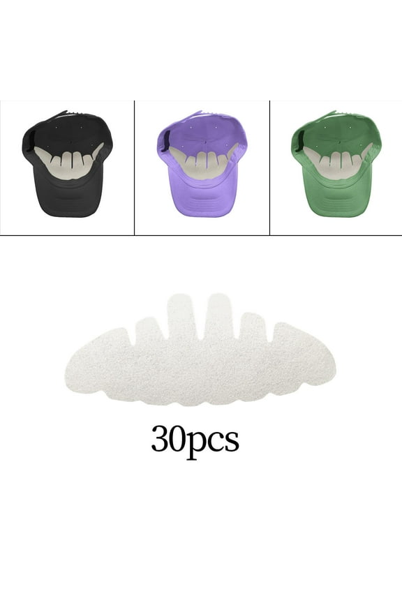 30Pcs Baseball Cap Sweat Liner,Absorbent Pads Insert Felt for Sports Cap Wide Brim Caps Outdoor - Disposable Hard Hat Sweatband Preservation