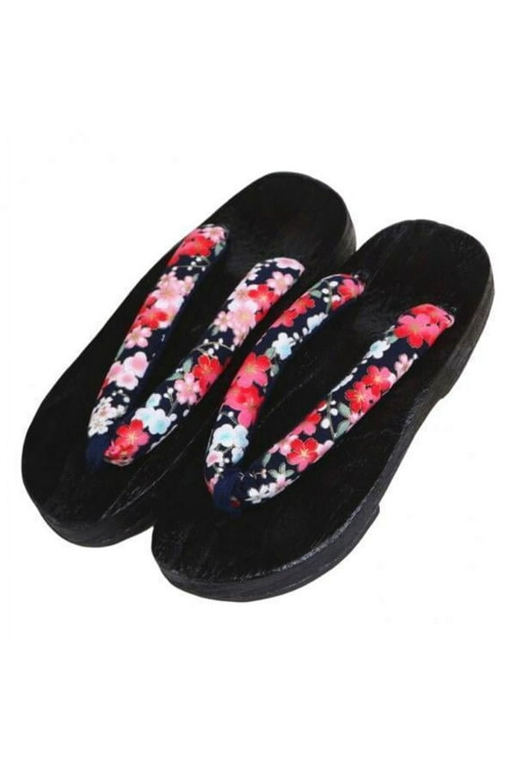 3xJapanese Clogs Slippers Geta Sandals Flip Flops for Men Women Black Round 41
