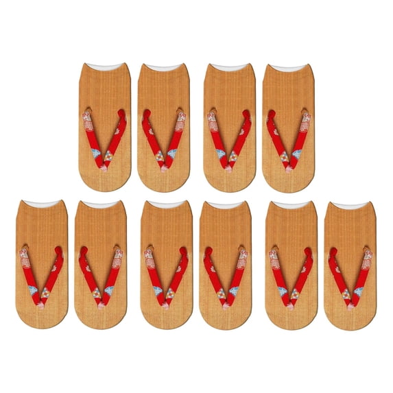 Segolike 5 Pairs Flip Flop Print Socks 3D Pattern Socks Adult Short Sock Accessories Funny Stocking Low Ankle Socks for Halloween Gift C